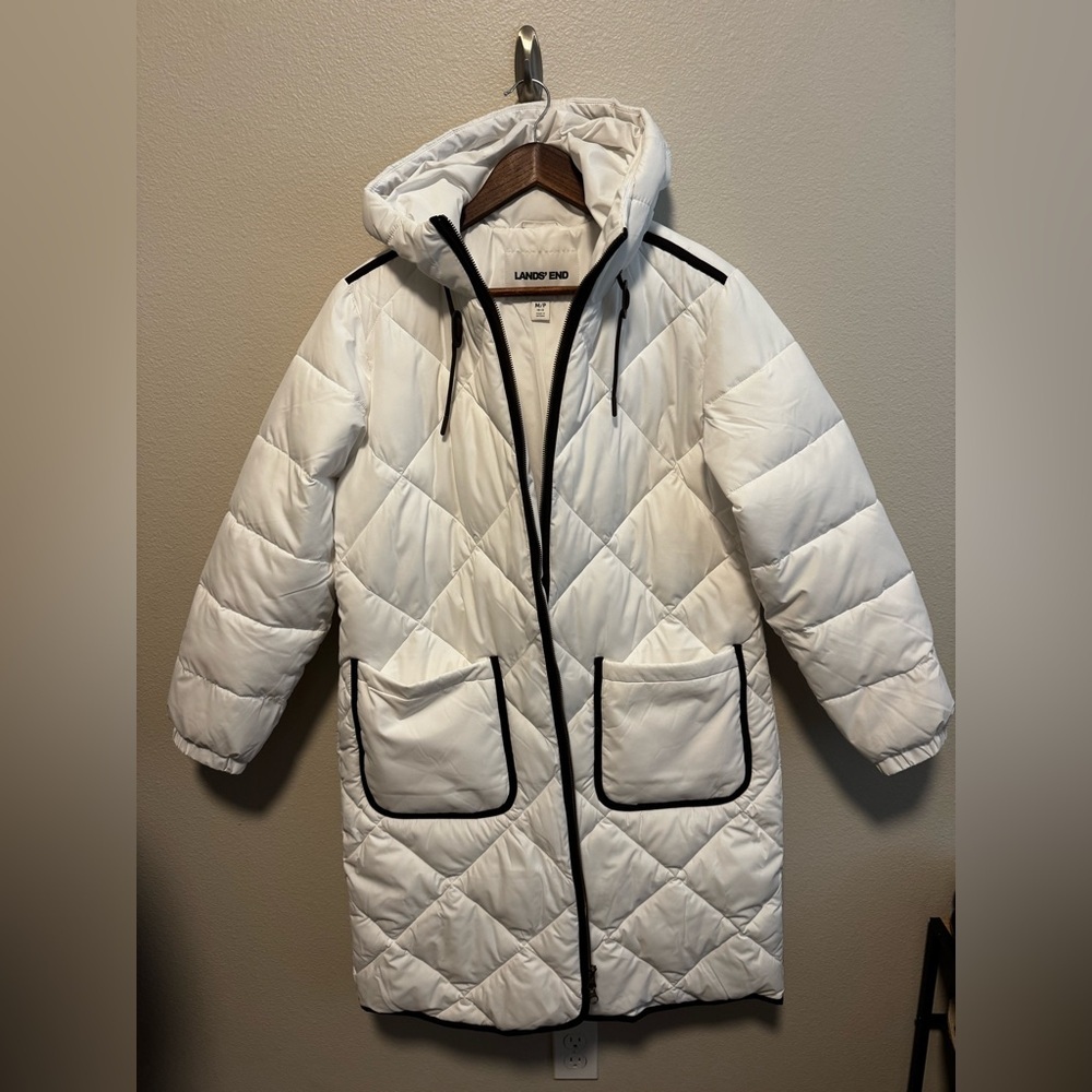 NWOT Land’s End Womens Feather Free Insulated Diamond Quilted Maxi Coat Size M/P - Picture 2 of 9
